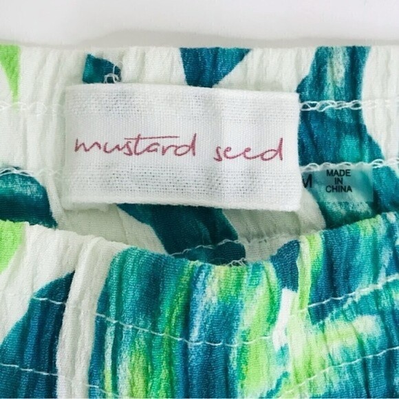 Mustard Seed Tropical Foliage High Waist Straight Leg Pull On Summer Beach Pants - Picture 10 of 11